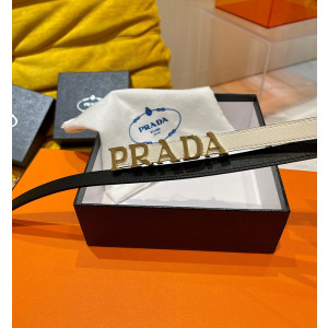 프라다 로고 레더 벨트 1.5cm